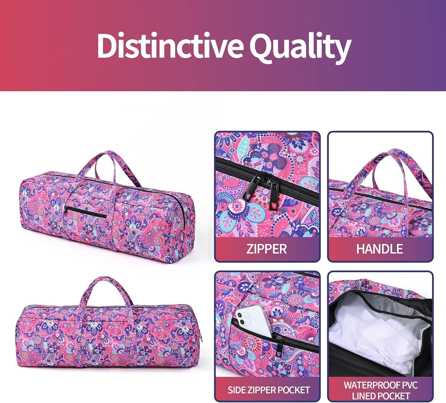 Boulder Bee | Yoga Mat Bag | Large Yoga Mat Carrier with Wet Pocket | Yoga Gifts | Gym Tote Bag for Women