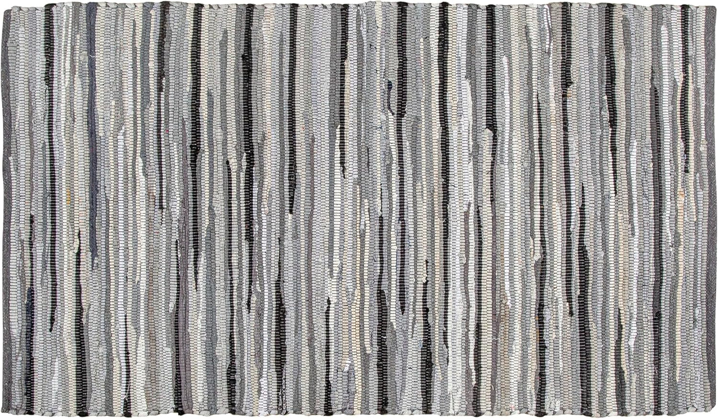 Ramanta Home 100% Cotton Chindi Hosiery Rug 24x36 Inch - Dark Multi, Farmhouse Reversible Soft Bohemeian Rugs Ideal for Entryways, Kitchen, Bedroom | Durable Lightweight Handmade Accent Doormat