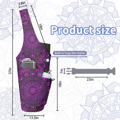 Yoga Bag for Women, Large Yoga Mat Bag Tote Carrier with Wet Dry Pocket, Water Bottle Holder & Adjustable Strap, Fits 1/2" Thick Yoga Mat for Gym, Pilates, Travel, Work