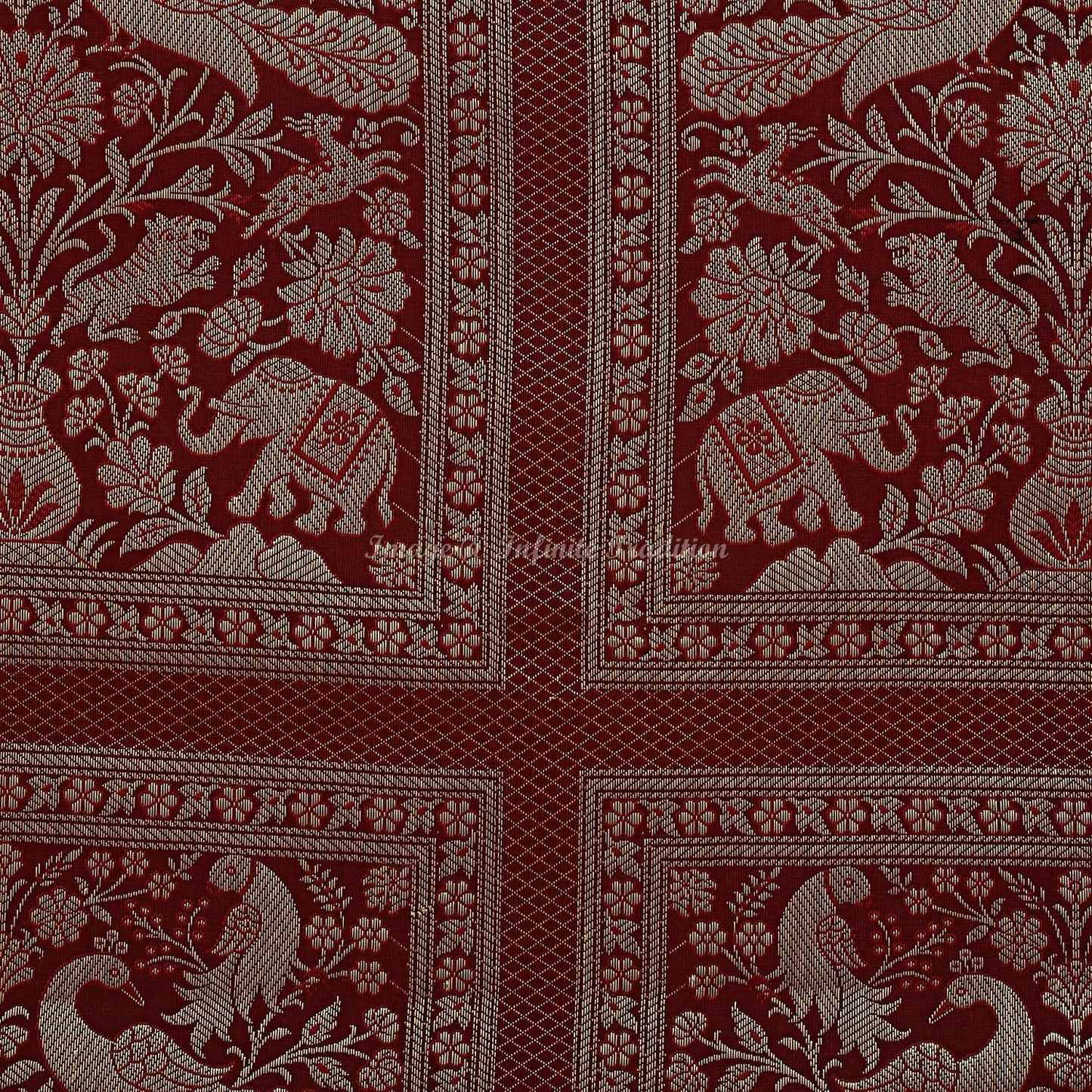 Ethnic Decorative Bolster Tube Pillow Covers Cylindrical Maroon Yoga Large Couch Round Cushion Cover Jacquard Brocade Poly Dupion Silk Small Elephant Throw Pillow Case 76x38cm (30x15 inch) 2 Pc.