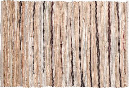 Ramanta Home 100% Cotton Chindi Hosiery Rug 24x36 Inch - Dark Multi, Farmhouse Reversible Soft Bohemeian Rugs Ideal for Entryways, Kitchen, Bedroom | Durable Lightweight Handmade Accent Doormat