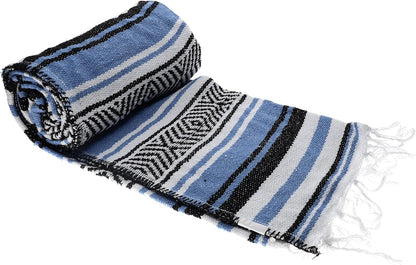 BlackCanyon Gear Falsa Blanket Rolled Cotton Blend OL124 Mexican Style Saddle Yoga Beach Blanket Aztec Throw Colorful Serape - 4FT x 6FT