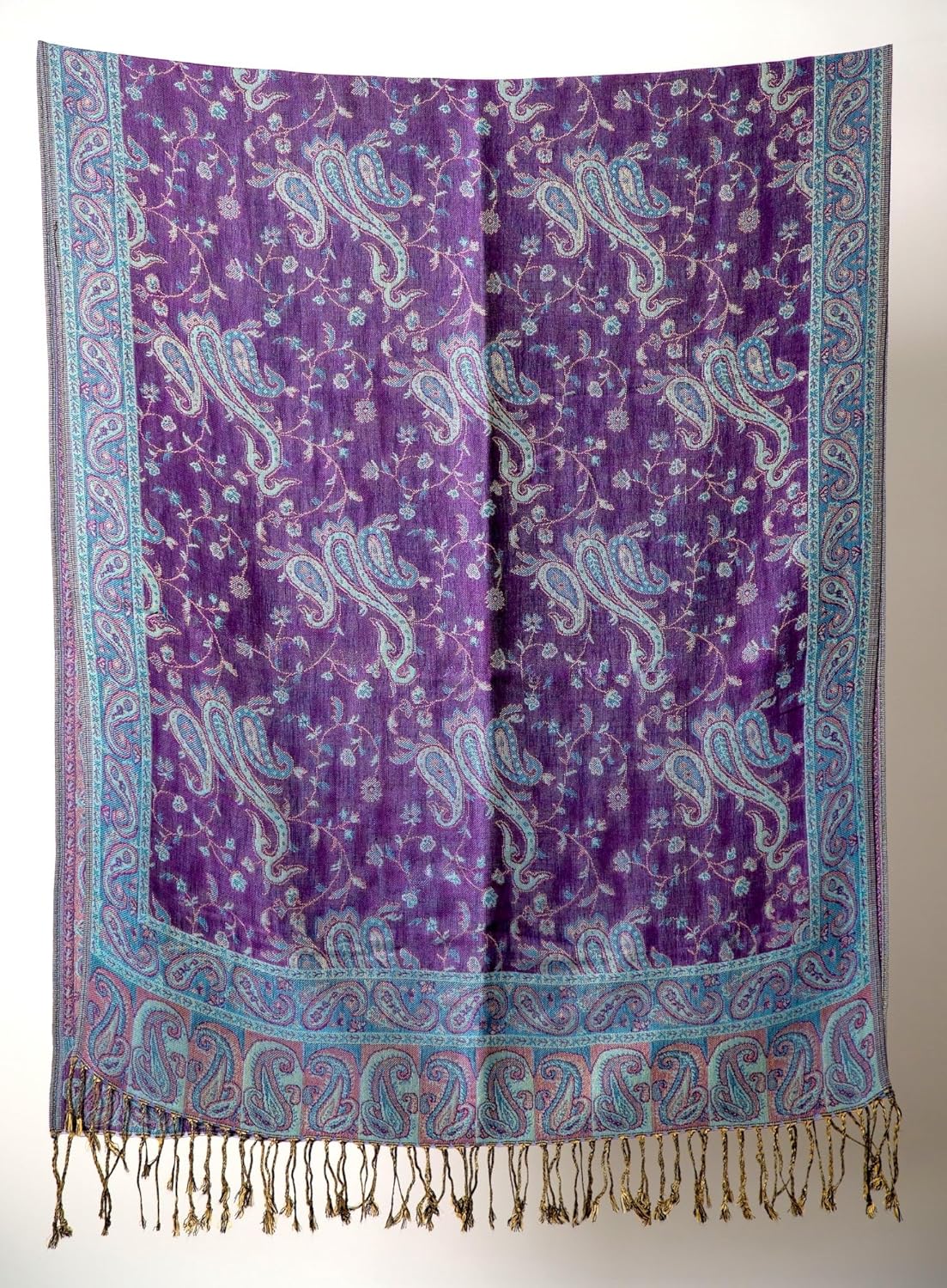 Achillea Reversible Paisley Pashmina Rave Scarf – Exotic Indian Shawls and Wraps for Evening Dresses, Festivals, All Seasons - Colors A