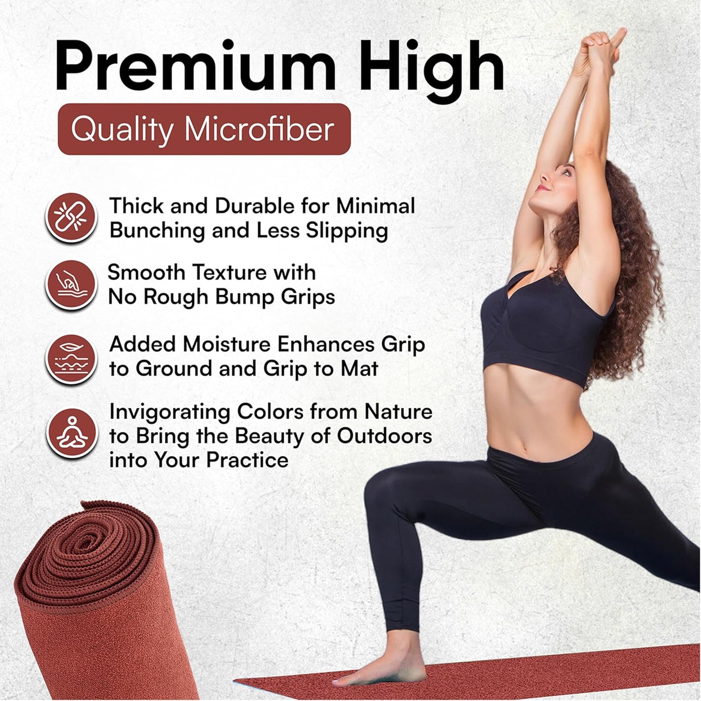 Yoga Mat Towel - Double Sided Microfiber Yoga Towel - Sweat Absorbent Non Slip Hot Yoga Towel - Lightweight, Quick Drying Pilates and Bikram Sweat Towel - 73''L x 26''W, Sage