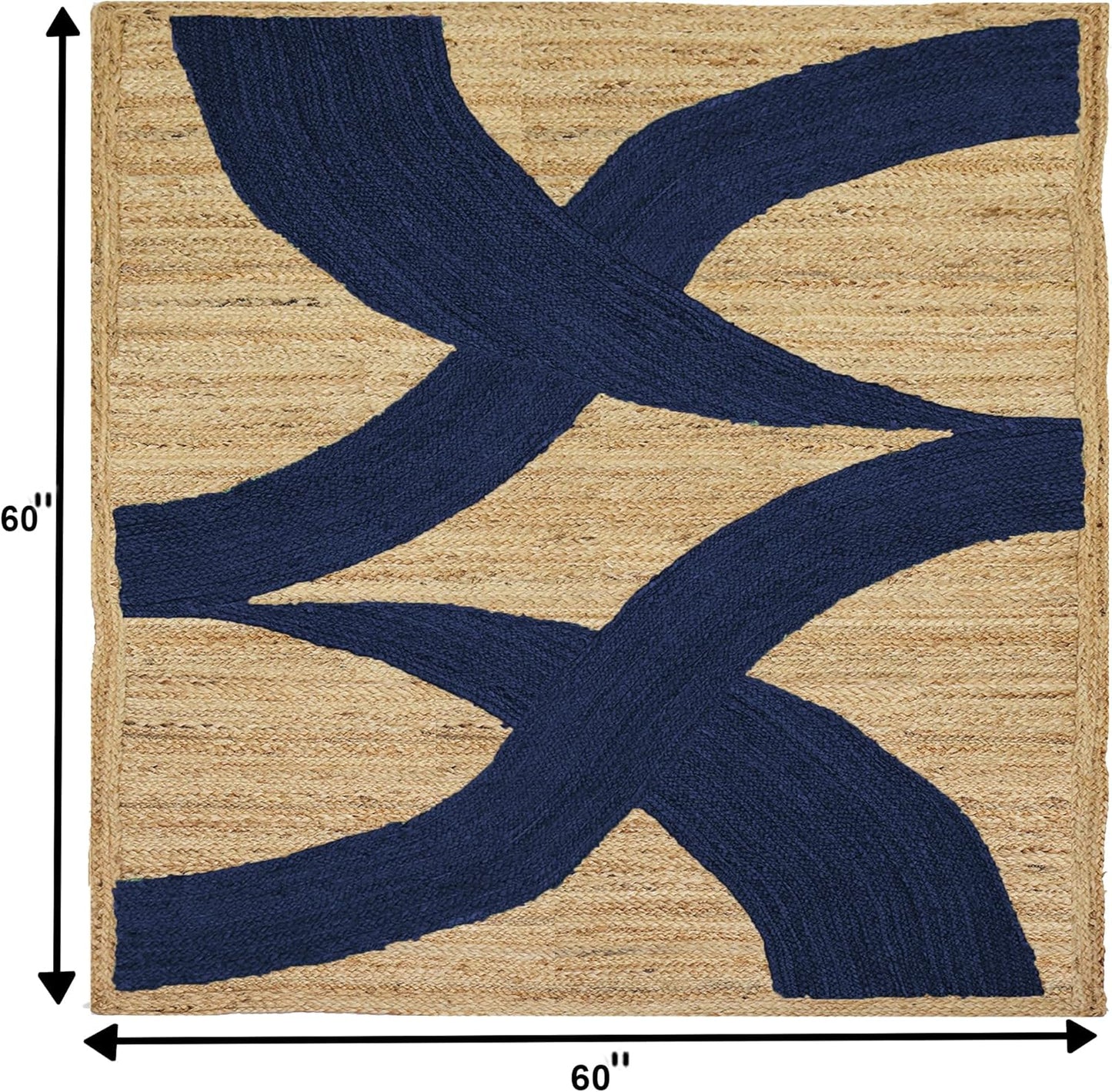 Premium Quality Jute Rug 4x6 Feet Area Rug Natural Fiber Jute Rugs Thick 0.27" Black Abstract Pattern Geometric Rugs for Kids Room, Living Room, Yoga Mat, Indoor Outdoor Carpet - Colors B