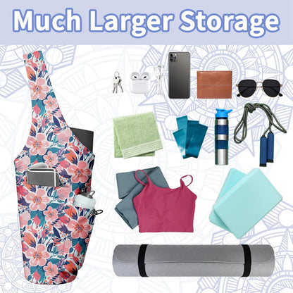 Yoga Bag for Women, Large Yoga Mat Bag Tote Carrier with Wet Dry Pocket, Water Bottle Holder & Adjustable Strap, Fits 1/2" Thick Yoga Mat for Gym, Pilates, Travel, Work