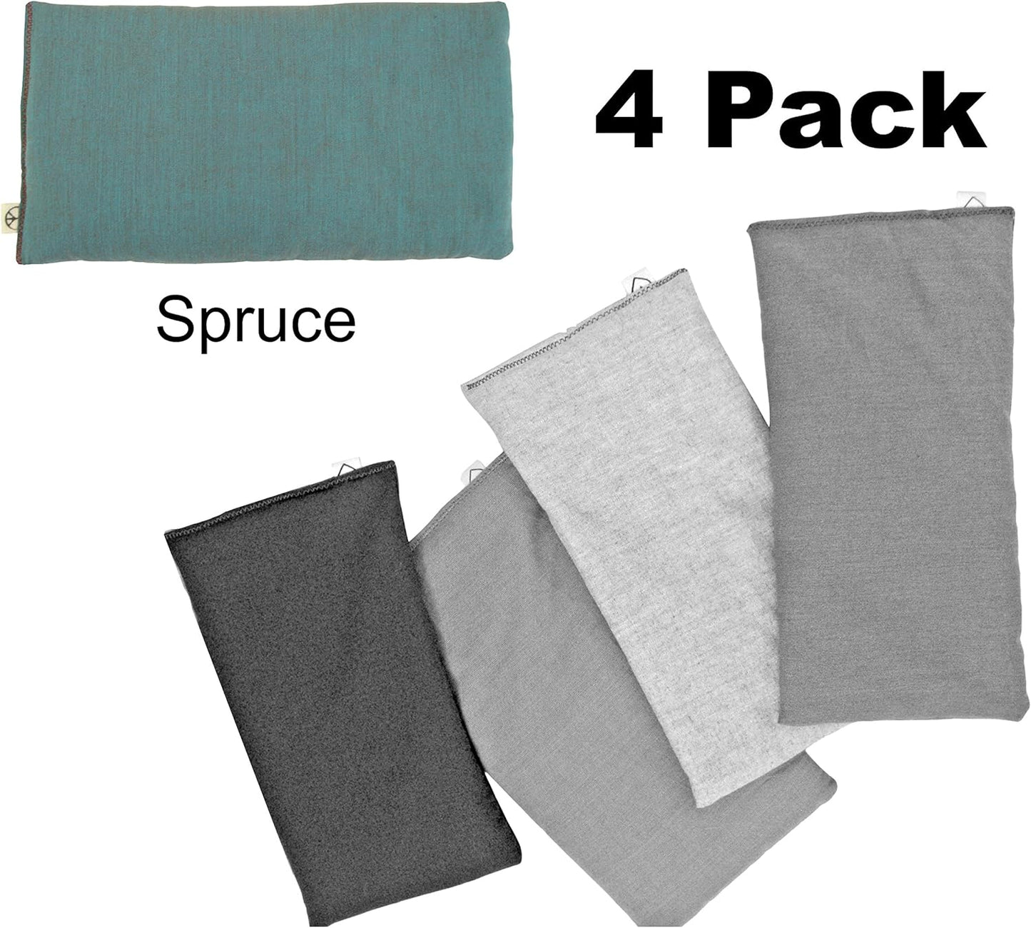 Pack of (4) Unscented Organic Flax Seed Eye Pillows - 4 x 8.5 - Soft & Soothing Cotton - soothing relaxing - purple lilac amethyst