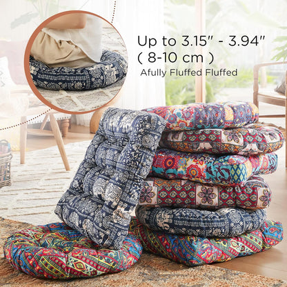 Codi Boho Floor Pillow, Large Meditation Cushion for Adults, Square Pillows Seating for Yoga Living Room Tatami Sitting Home Decor, Memory Foam Added, 22x22 Inch, Multi Patchwork