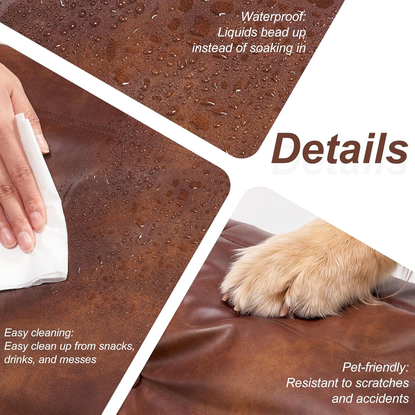 Hobestluk Giant Bean Bag Chair Lazy Floor Sofa, Memory Foam Fireside Sofa for Adults, Big Beanbag Faux Leather Armless Chair for Living Room Bedroom Dorm Office (Brown, Single)
