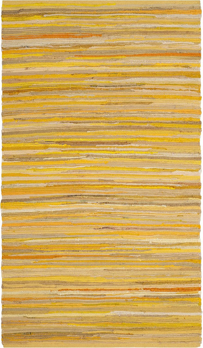 SAFAVIEH Area Rug 3x5 - Rag Rug Collection - Blue & Multi, Handmade Cotton, Boho Stripe Pattern, Ideal for Entryway, Living Room, Bedroom, Dining Space (RAR130B)