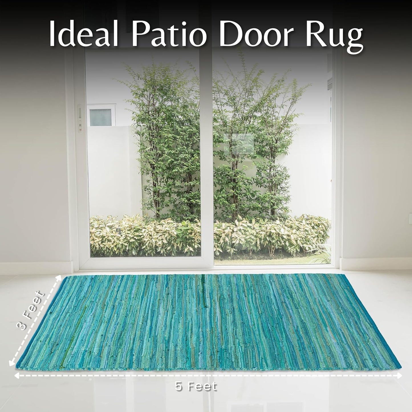 Ramanta Home 100% Cotton Chindi Hosiery Rug 24x36 Inch - Dark Multi, Farmhouse Reversible Soft Bohemeian Rugs Ideal for Entryways, Kitchen, Bedroom | Durable Lightweight Handmade Accent Doormat