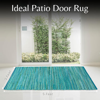 Ramanta Home 100% Cotton Chindi Hosiery Rug 24x36 Inch - Dark Multi, Farmhouse Reversible Soft Bohemeian Rugs Ideal for Entryways, Kitchen, Bedroom | Durable Lightweight Handmade Accent Doormat