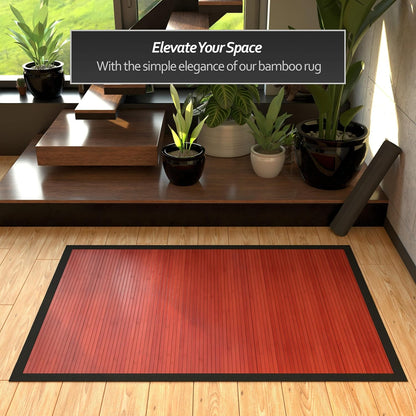 Red Lantern Bamboo Rug - Little Leaf - 4' x 6'