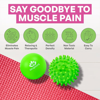 Acupoint Physical Massage Therapy Ball Set - Ideal for Yoga, Deep Tissue Massage, Trigger Point Therapy and Myofascial Release Physical Therapy Equipment