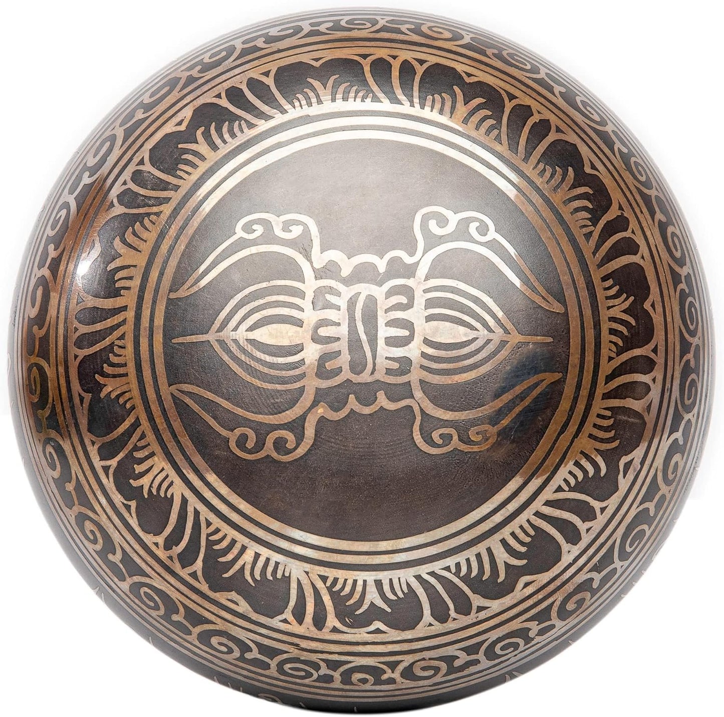 Premium Tibetan Singing Bowl Set – Handmade in Nepal Sound & Meditation Bowl – Spiritual Decor for Yoga, Wellness Spaces & Relaxation by Himalayan Bazaar (Brown & Red)