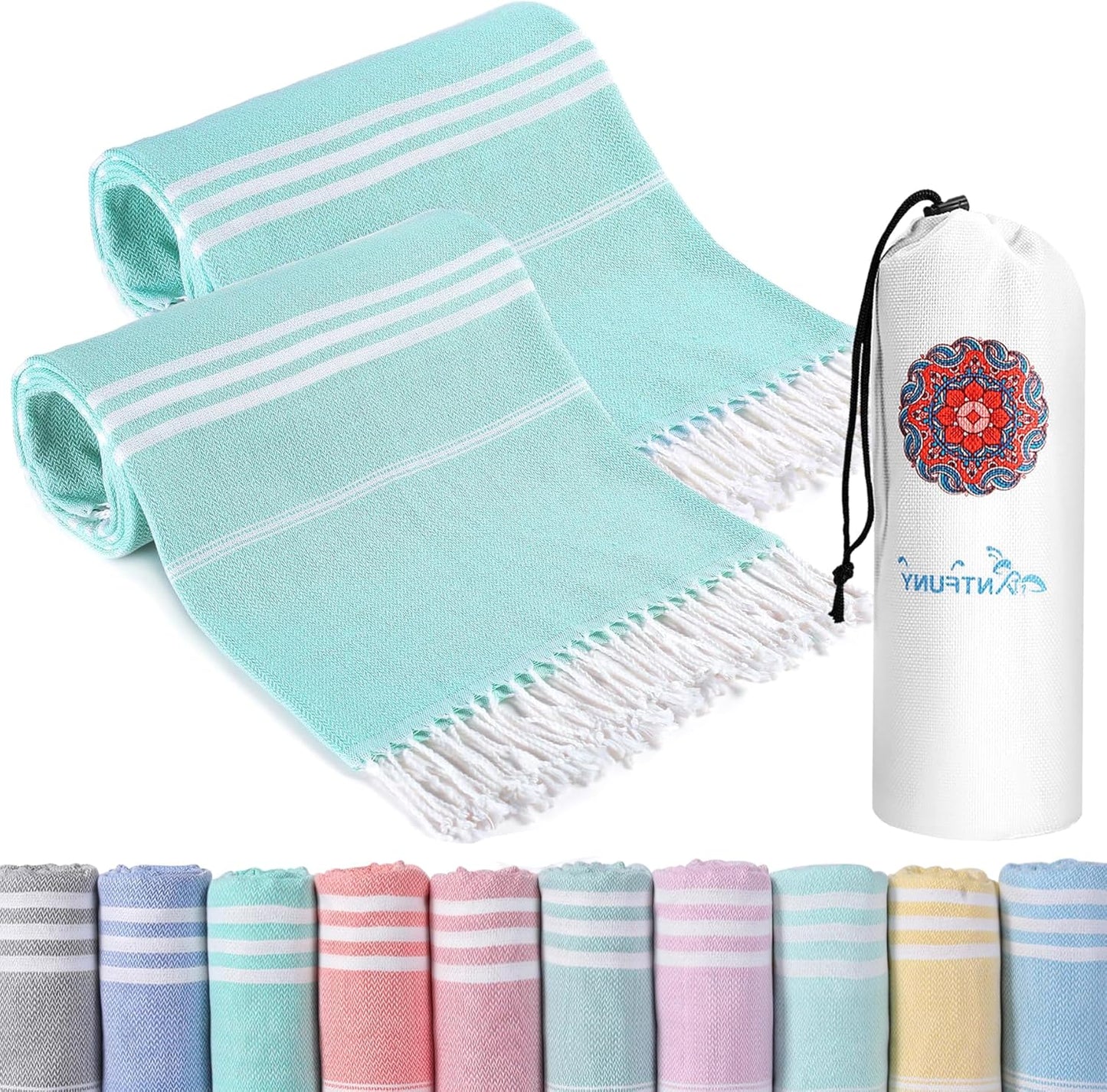 Antfuny Turkish Beach Towels Vacation Essentials Quick Dry Sand Free Oversized Bath Pool Swim Towel Extra Large XL Blanket Adult Travel Cruise Accessories Must Haves Clearance Stuff Necessities - Colors C