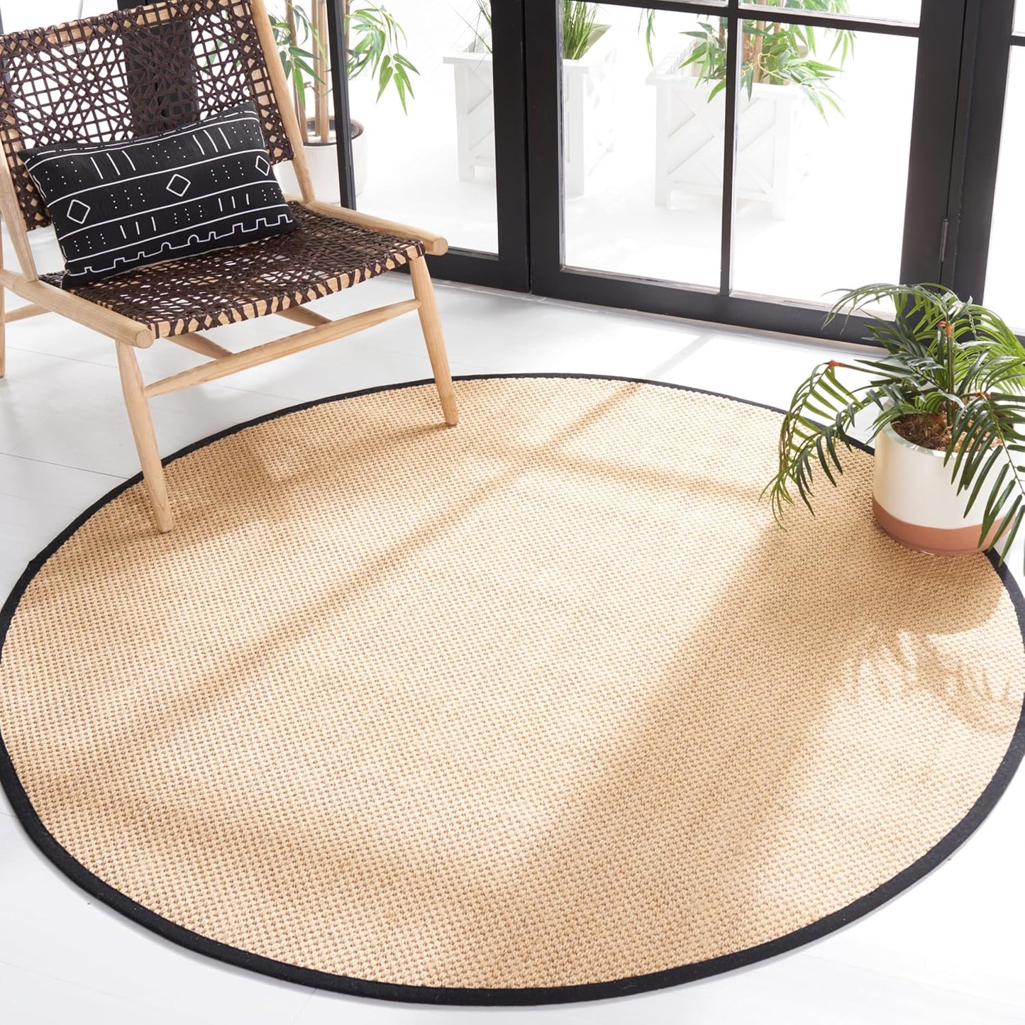 SAFAVIEH Area Rug 11x15 - Natural Fiber Collection - Large - Maize & Linen Color, Sisal, Woven Design with Border (NF141B) - Colors A