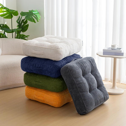 HIGOGOGO Floor Pillow Cushion for Adults, Meditation Cushion Pillow, Large Square Floor Sitting, Tufted Corduroy Cover, for Tatami Living Room or Yoga, 22x22 Inch, Dark Grey