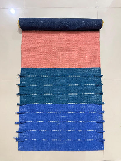 Payal Rugs Cotton Yoga Mat - Eco-Friendly Hand-Woven Rug - Non Slip & Thick (24”x72”x5mm) for Yoga Everyday Fitness at Home - Comfortable Extra-Long