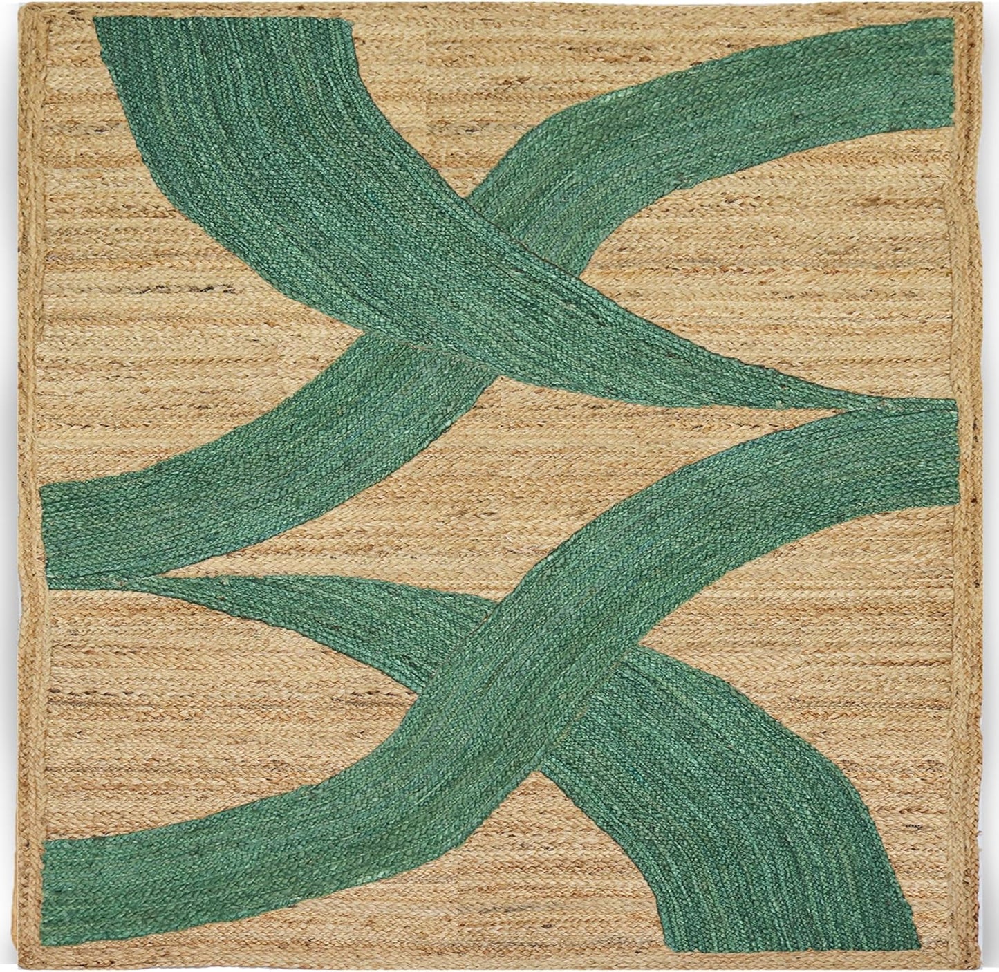 Premium Quality Jute Rug 4x6 Feet Area Rug Natural Fiber Jute Rugs Thick 0.27" Black Abstract Pattern Geometric Rugs for Kids Room, Living Room, Yoga Mat, Indoor Outdoor Carpet - Colors A