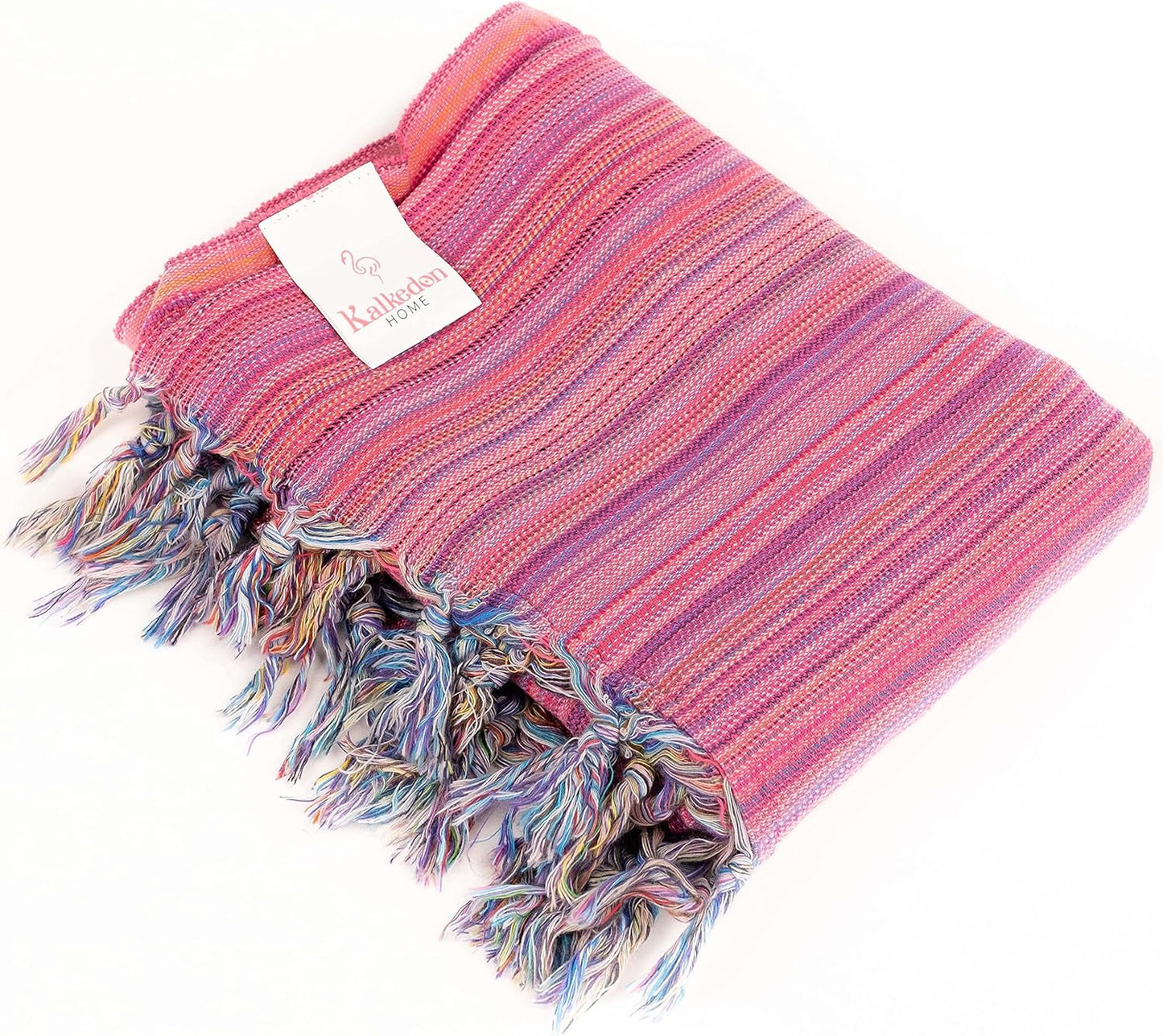 Kalkedon Towels Rainbow Beach Towel | Sarong |Luxurious Turkish Towel | Turkish Cotton Beach Blanket |Picnic Blanket |Peshtemal | Wrap | Pareo |Yoga Blanket (Purple)