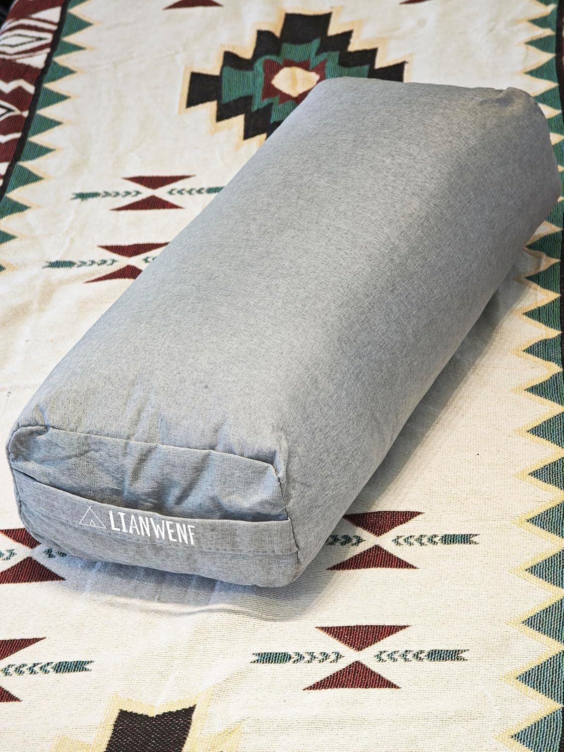 Yoga Bolster Pillow for Restorative & Yin Yoga - Meditation Pillow with Velvet Cover - Rectangular