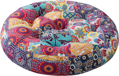 Codi Boho Floor Pillow, Large Meditation Cushion for Adults, Square Pillows Seating for Yoga Living Room Tatami Sitting Home Decor, Memory Foam Added, 22x22 Inch, Multi Patchwork