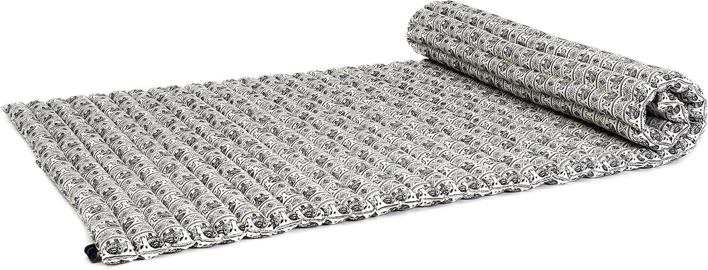Leewadee - Kapok Roll Mat – Handcrafted Folding Sleep & Relaxation Mattress from Thailand, Ideal as Guest Bed, Camping Mat, Yoga Mat or Traditional Futon, 75 x 39 inches, Anthracite