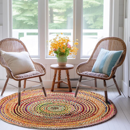 COTTON CRAFT Jute Rug - 2 Pack Braided 100% Jute Door Mat - Woven Neutral Reversible Small Rug - Entryway Kitchen Living Room Bedroom Bathroom Farmhouse Rustic Boho Throw Mat - 22 x 34 - Natural