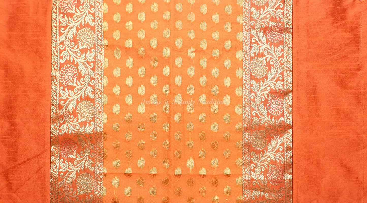 Indian Jacquard Brocade Weave Silk Bolster Tube Pillow Cover Cylindrical Orange Yoga Couch Round Cushion Cover Home Décor Living Room Small Leaves Throw Cushion Cover 30x15 inch, 76x38cm -1 Pc.