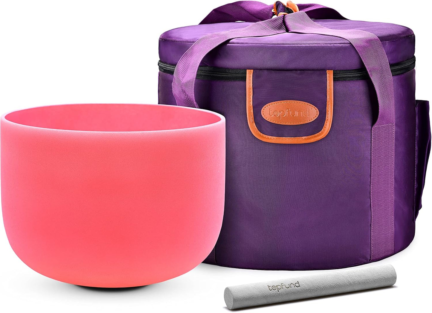 TOPFUND Pink Purple F Note Crystal Singing Bowl Heart Chakra 8 inch with Suede Mallet