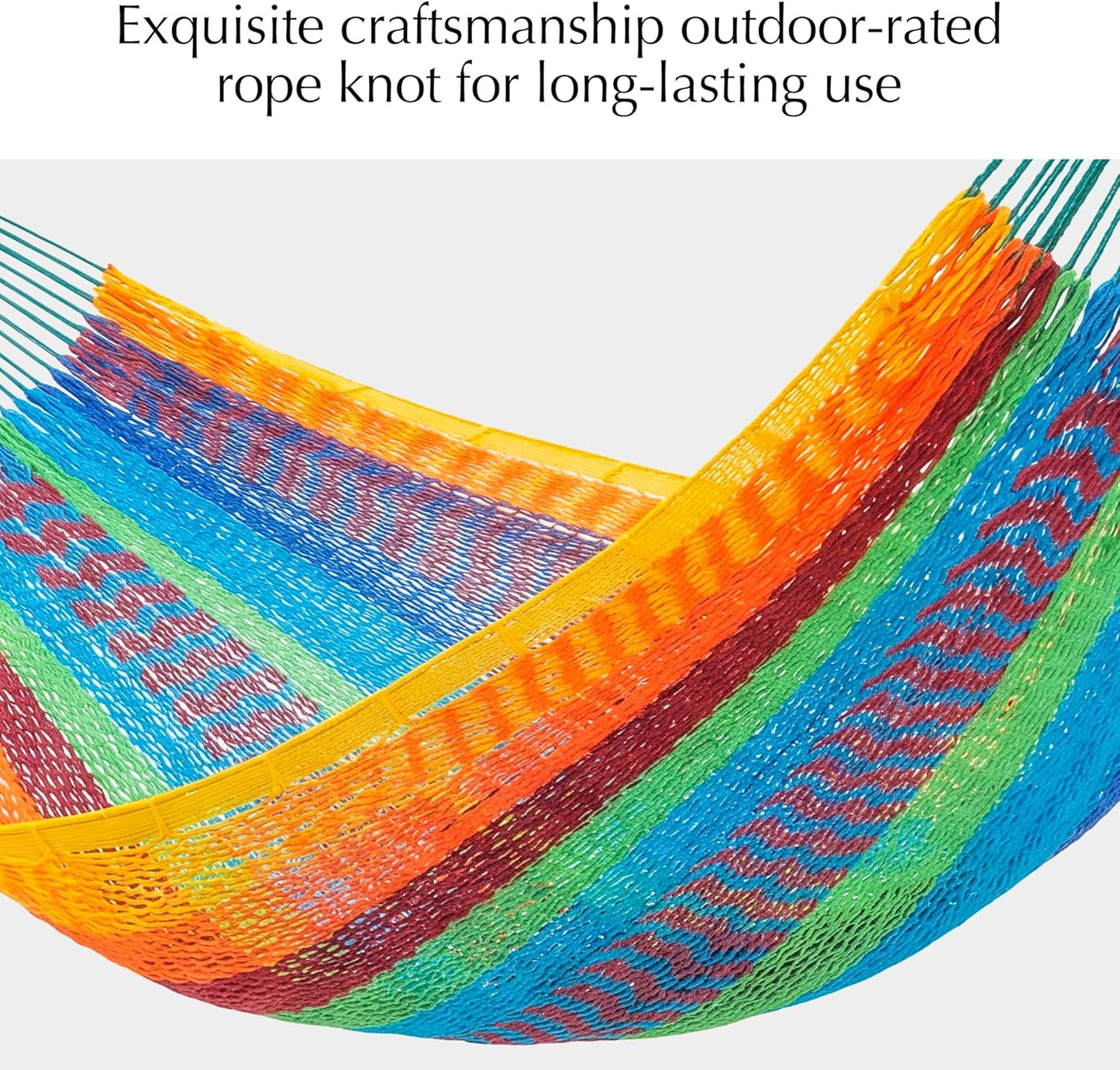PNAEUT Handwoven Mayan Hammocks, Double Rope Hammock for Outdoor Outside & Indoor, Thick Soft 600 lbs Capacity Heavy-Duty, Includes Tree Straps, Carabiners & Carrying Bag (Nature, X-Large)