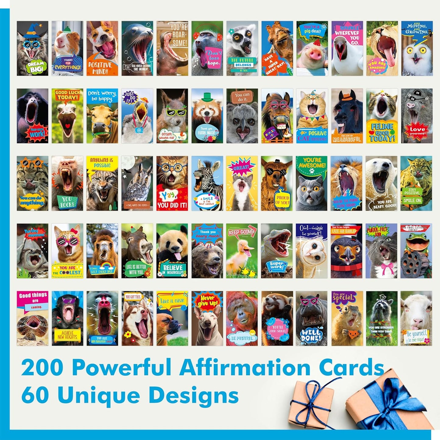 Gethelud 200 PCS Positive Affirmations Cards for Women, 60 Designs Daily Affirmations Cards, Inspirational Motivational Cards Mindfulness Cards Meditation Cards (2” x 3.5”)