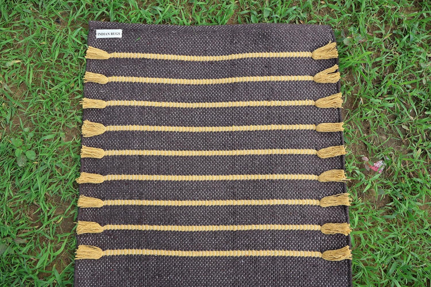 Cotton Organic Yoga Mat - Eco-Friendly Hand-Woven Rug - Handloom Foldable Yoga Mat for Everyday Fitness Maditation Rug - (24”x72”)