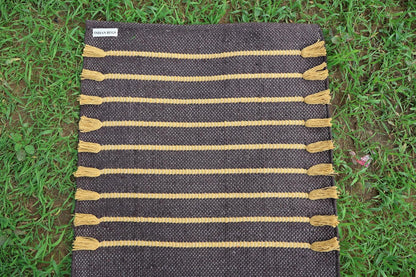 Cotton Organic Yoga Mat - Eco-Friendly Hand-Woven Rug - Handloom Foldable Yoga Mat for Everyday Fitness Maditation Rug - (24”x72”)