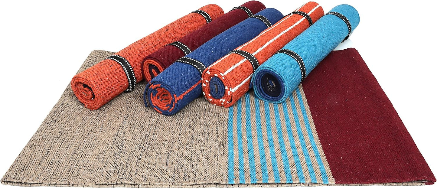 KD Yoga Rug Mat Convert Plastic Yoga Mat to Eco Friendly 100% Cotton Gripping with Corner Pocket