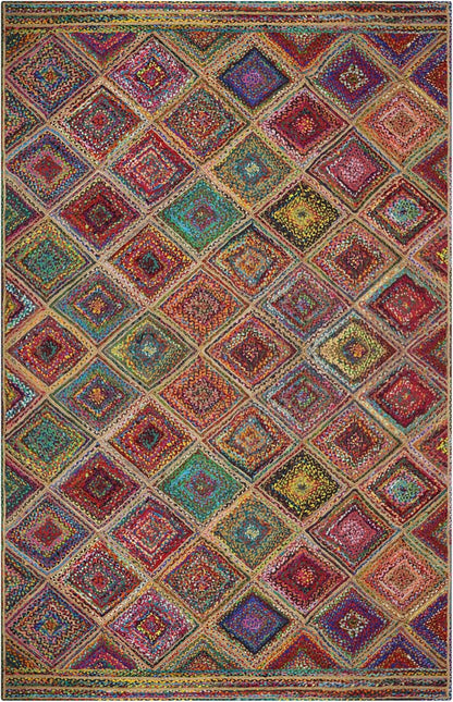 Kilim Rug 3' Round Area Rug Olive Beige White Braided Jute Carpet, Indoor Outdoor Flatweave Rug for Bedroom, Bedside, Kitchen, Beach & Terrace Yoga Mat - Colors A