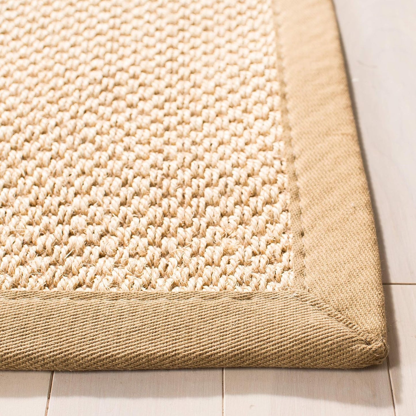SAFAVIEH Area Rug 11x15 - Natural Fiber Collection - Large - Maize & Linen Color, Sisal, Woven Design with Border (NF141B) - Colors A