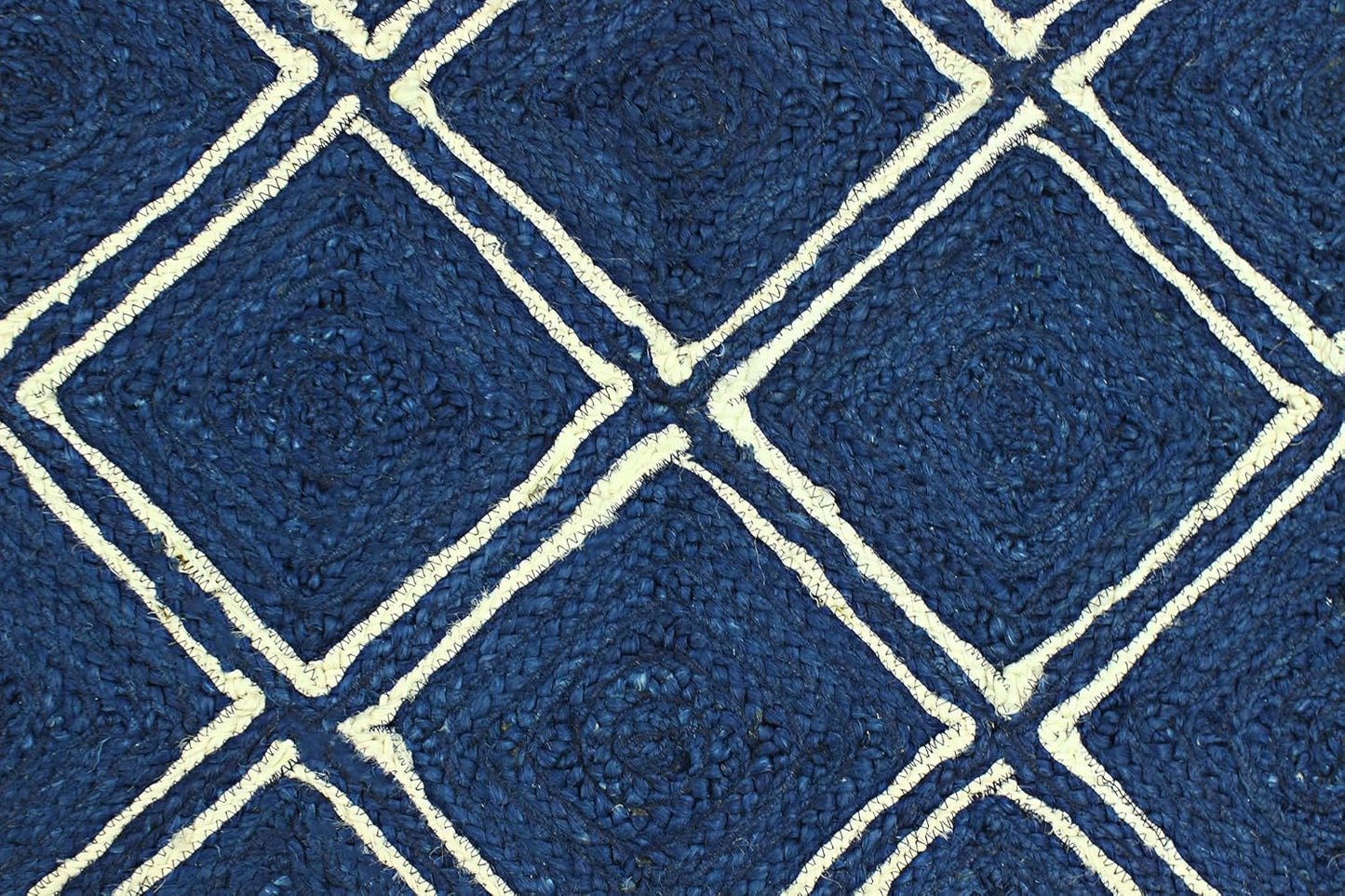 Scalloped Edge Kilim Rug 3' Square Rug Beige & Multicolor Cape Cod Design Carpet Thick 0.27 inches Hand Braided Jute Flatweave Indoor Outdoor Use Rugs for Bedroom, Kitche, Yoga Mat