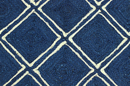 Scalloped Edge Kilim Rug 3' Square Rug Beige & Multicolor Cape Cod Design Carpet Thick 0.27 inches Hand Braided Jute Flatweave Indoor Outdoor Use Rugs for Bedroom, Kitche, Yoga Mat