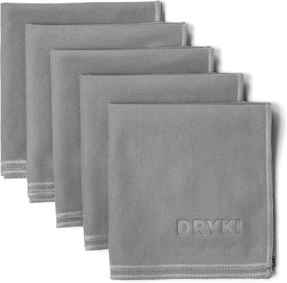 DRYKI Pocket-Sized Sweat Towels - The Original Sweat Absorbing Handkerchiefs - Quick-Dry Microfiber Sweat Rags for Face, Hands, & Body - Men & Women - Gym, Sports, and Work (Blue: 5 Pack)