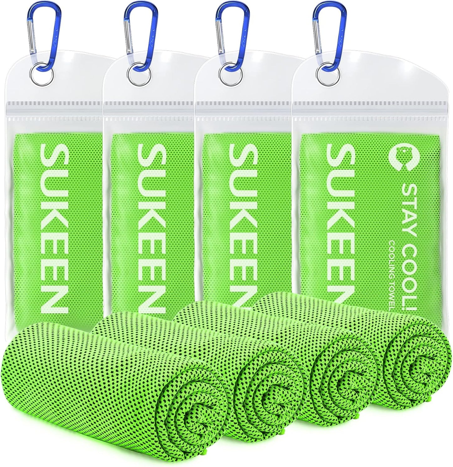 Sukeen [4 Pack Cooling Towel (40"x12"), Soft Breathable Chilly Microfiber Towel for Yoga,Sport,Running,Gym,Workout,Camping,Fitness,Workout & More Activities