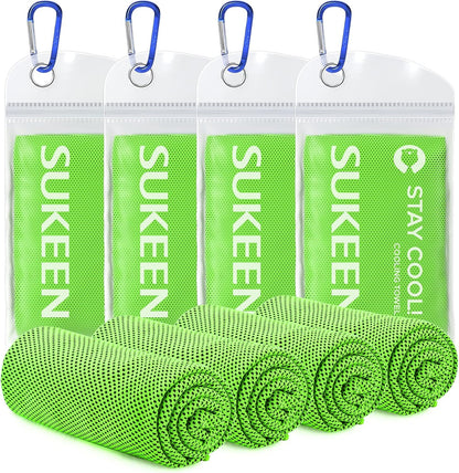 Sukeen [4 Pack Cooling Towel (40"x12"), Soft Breathable Chilly Microfiber Towel for Yoga,Sport,Running,Gym,Workout,Camping,Fitness,Workout & More Activities