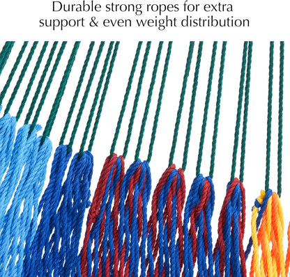 PNAEUT Handwoven Mayan Hammocks, Double Rope Hammock for Outdoor Outside & Indoor, Thick Soft 600 lbs Capacity Heavy-Duty, Includes Tree Straps, Carabiners & Carrying Bag (Nature, X-Large)