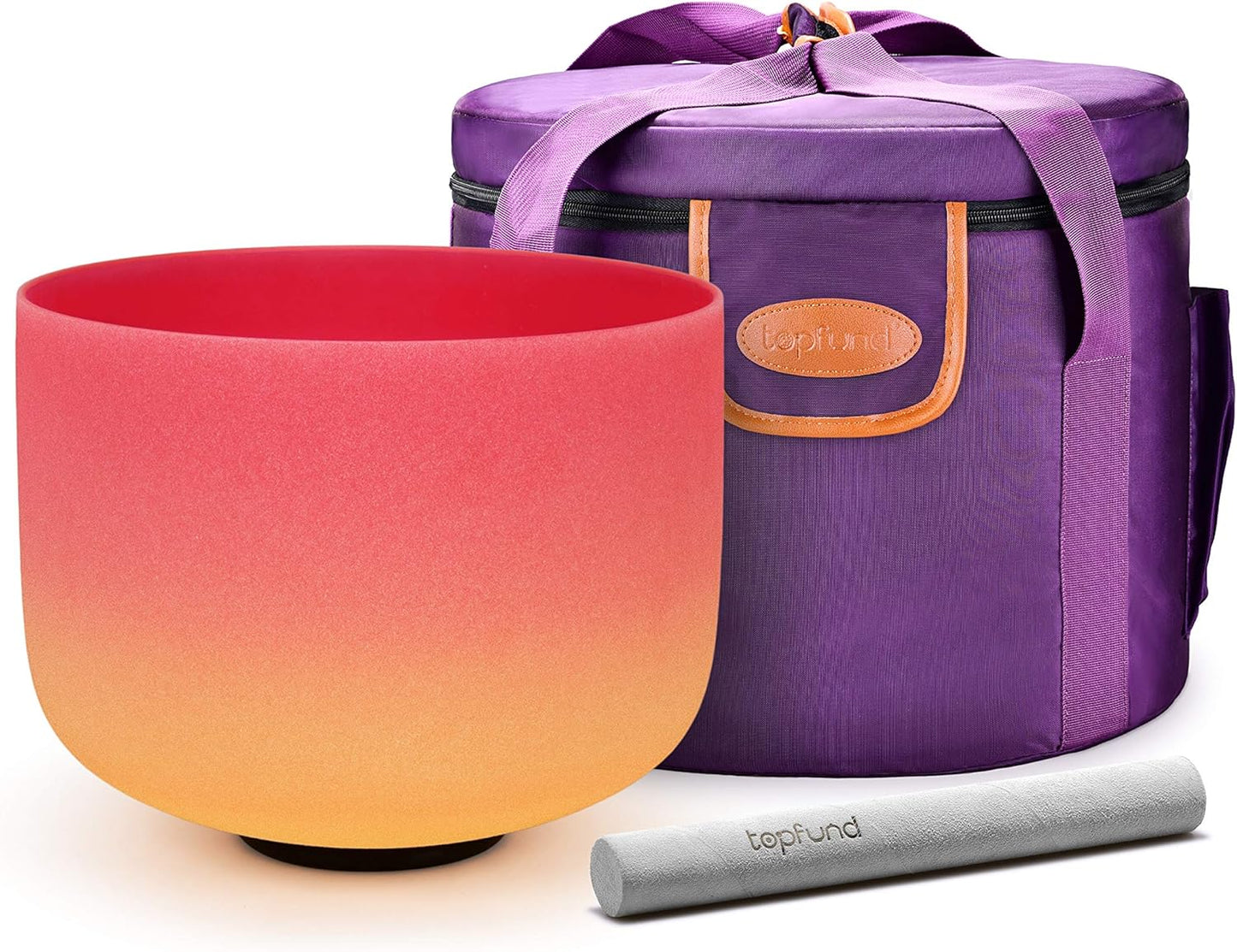 TOPFUND Pink Purple F Note Crystal Singing Bowl Heart Chakra 8 inch with Suede Mallet