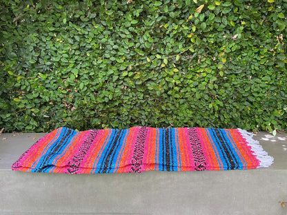 Del Mex Classic Mexican Blanket, Large Authentic Woven Falsa Throw (70"x50"), Artisan Southwest Décor for Beach, Yoga, Outdoors (Lavender)
