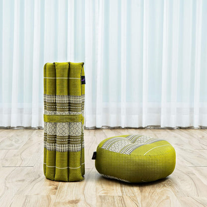 Leewadee Meditation Cushion Set – 1 Small Zafu Yoga Pillow and 1 Small Roll-Up Zabuton Mat Filled with Kapok