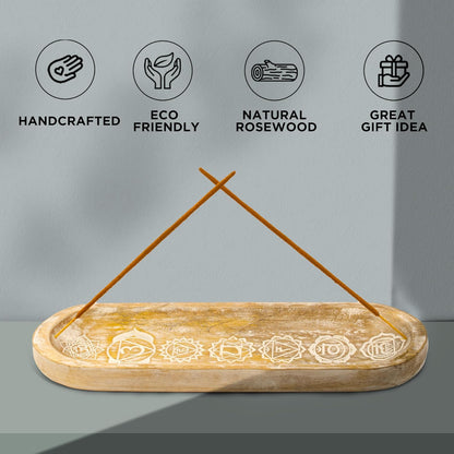 raajsee Wooden Brown Incense Holder -Incense Burner Holder –Ash Catcher - Incense Stick Holder - Meditation & Yoga - Great Gift for Any Occasion Size 11x4 inch