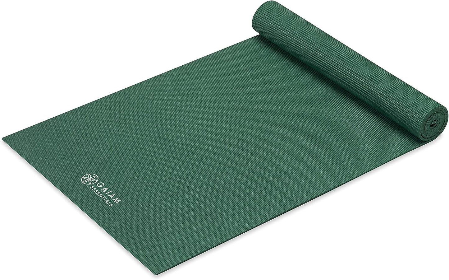 Gaiam Essentials 1/4" Thin (6mm) Yoga & Pilates, Fitness & Exercise Mat with Easy-Cinch Carrier Strap Cusion Support For Fitness and Gym Workouts