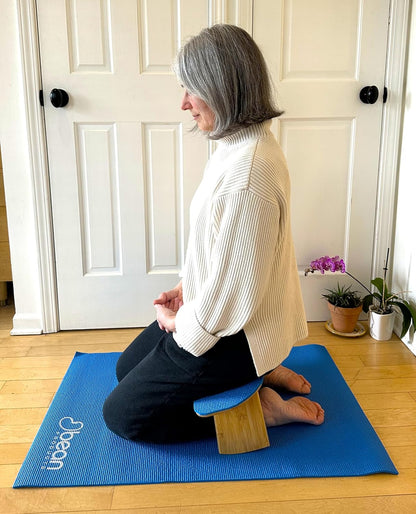 Bean Products Bamboo Foldable Meditation Bench – Supportive and Portable Folding Kneeling Stool for Zen Practice – Ergonomic Design for Seiza, Meditation, Prayer and Travel – Made in USA